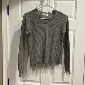 Distressed girls sweater